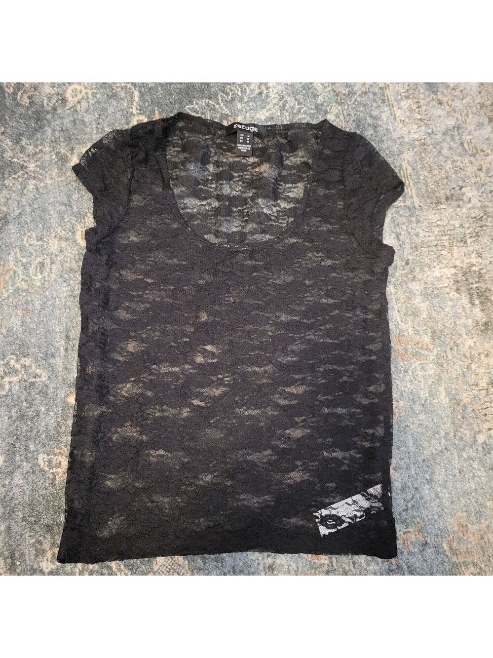 Refuge Black Lace Blouse Size M